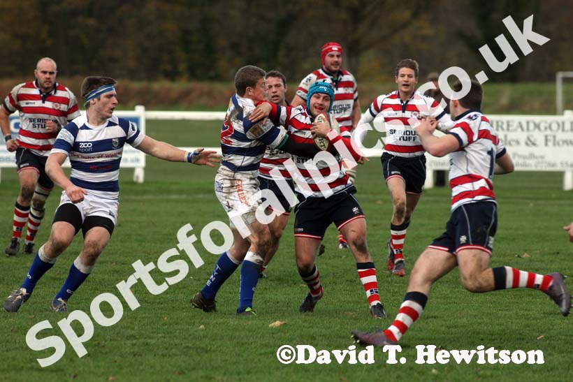 No way through as Tynedale's Kristian Borthwick stops  the Rosslyn Park attack at Tynedale Park, Corbridge, Northumberland. Photo: David T. Hewitson/Sports for All Pics